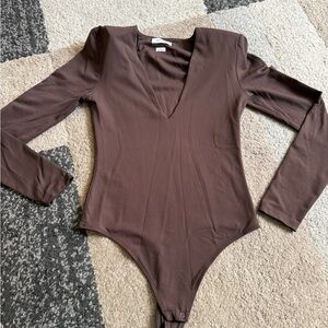 Babaton Chocolate Brown Bodysuit- Medium